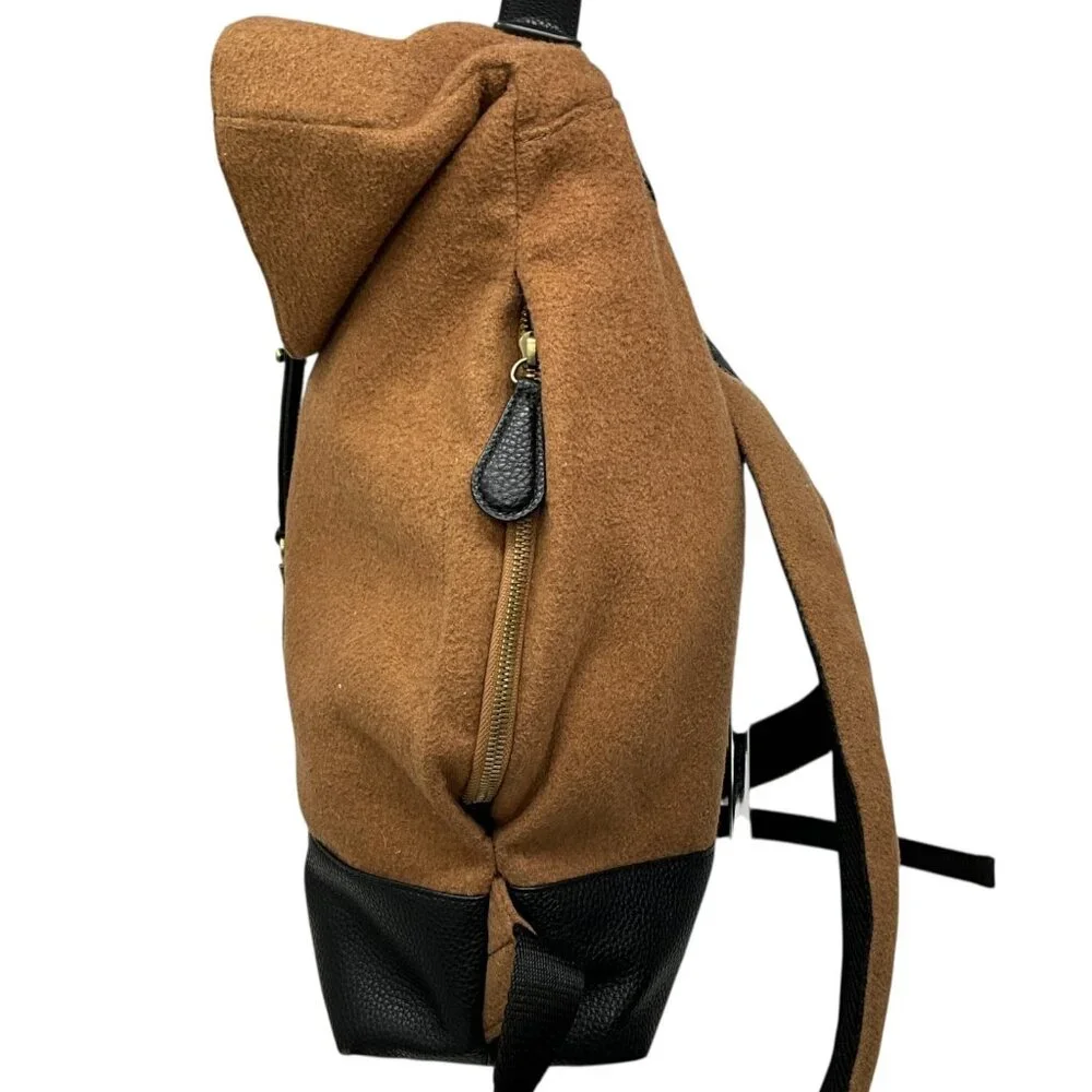 Ted Baker Cashed Fold Over Rucksack Backpack Camel Brown Black Laptop Sleeve - Picture 6 of 11